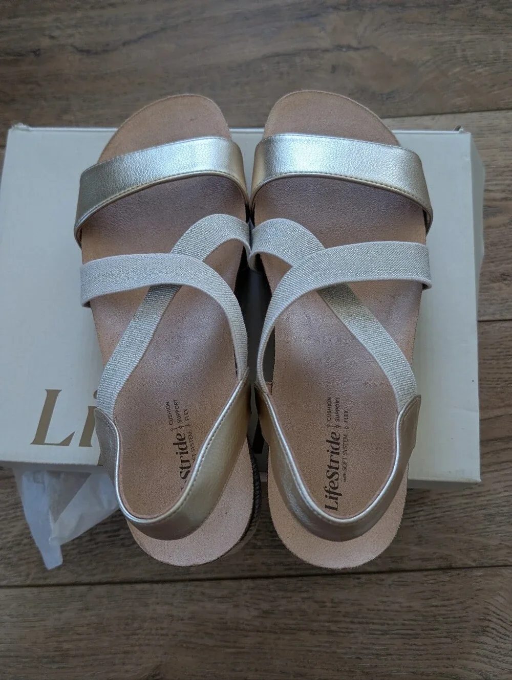 Women's Metallic Slingback Cross-Strap Sandals - Gold